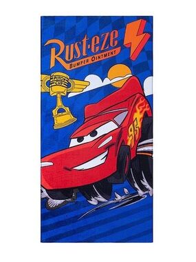 Disney Pixar Cars Lightning McQueen Rust-eze Beach Bath Towel Kids Blue Red New